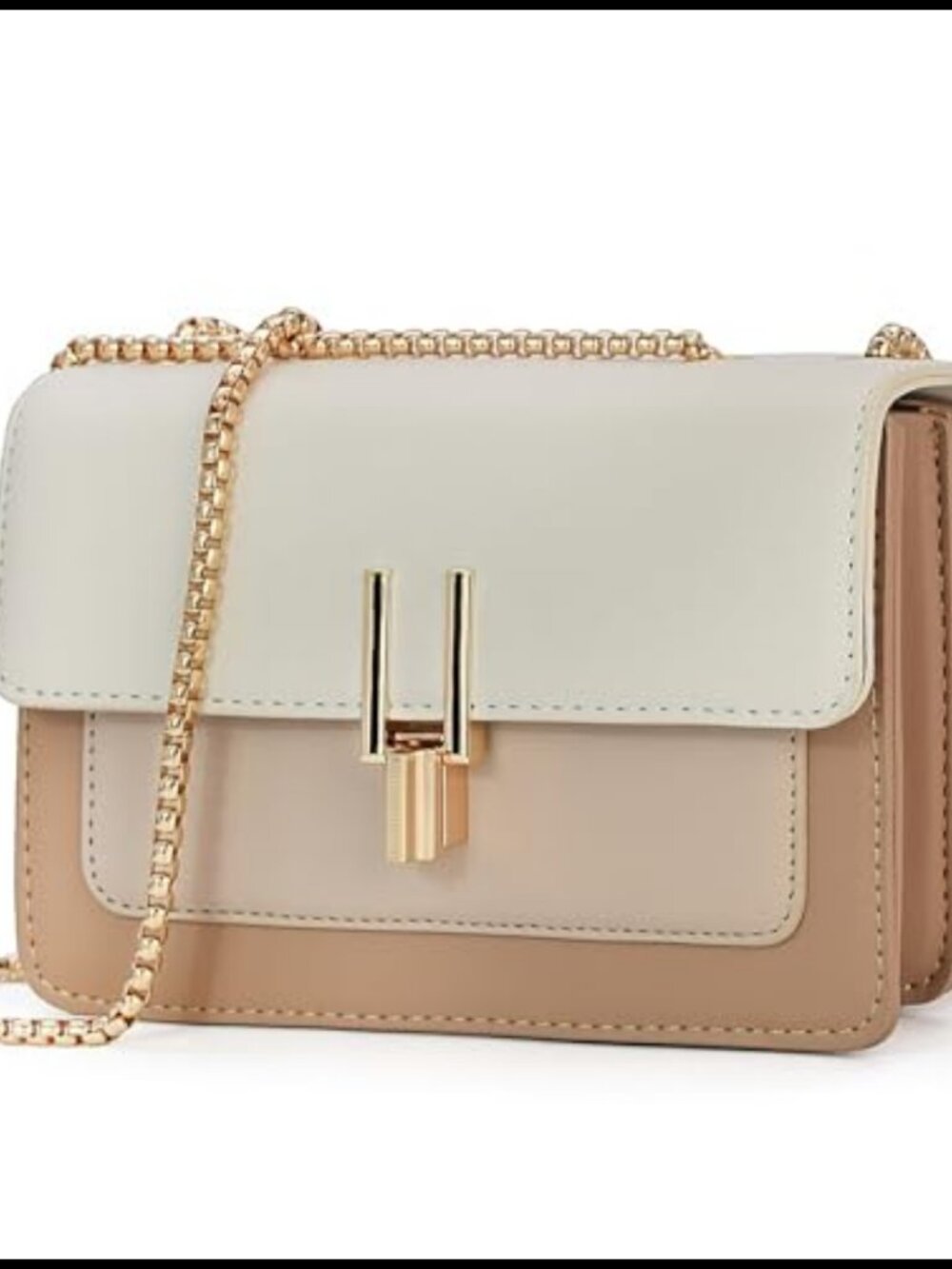 PU Leather Color Block Crossbody Bag Satchel Shoulder Purse for Women